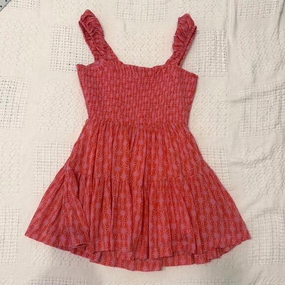 Free People Annie smocked small square neck mini dress D2 2980 - Picture 9 of 11